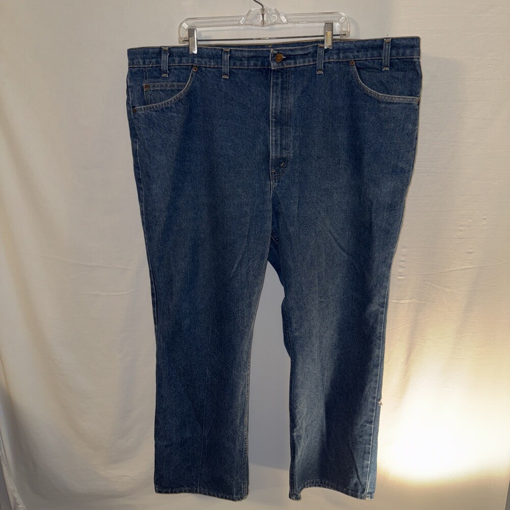 Vintage Big Mac Jeans Mens 48x30 Blue Carpenter Workwear Orange Stitching Hammer